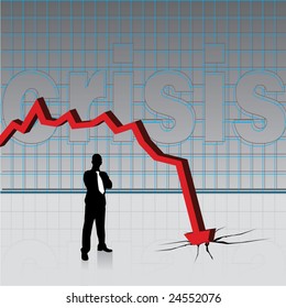 business graph moving down. crisis.