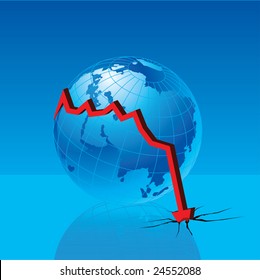 business graph moving down. crisis.