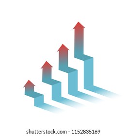 business graph moving upward isolated over a white background