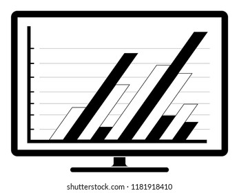 Business graph on a computer screen. Vector illustration design