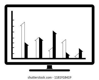 Business graph on a computer screen. Vector illustration design