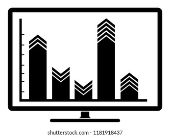 Business graph on a computer screen. Vector illustration design