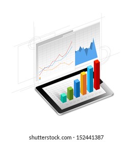 business graph on the screen vector