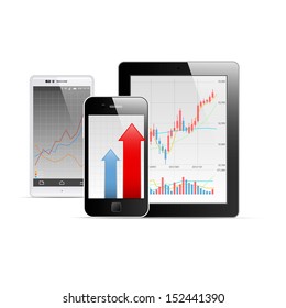 business graph on the screen vector
