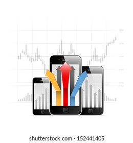 business graph on the screen vector