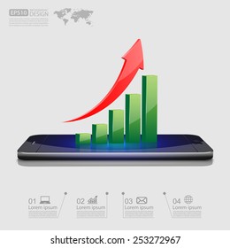 Business graph on smartphone,vector