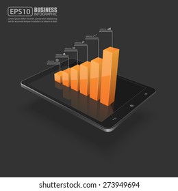 Business graph on smartphone,vector
