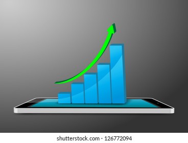 Business graph on a tablet  isolated on white background