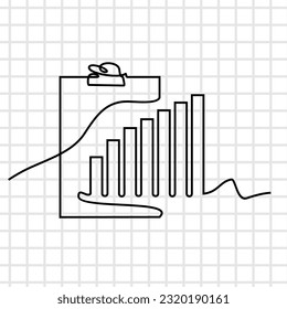 business graph on a white background, Hand drawing single one line 