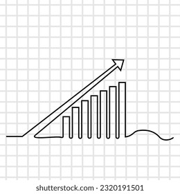 business graph on a white background, Hand drawing single one line 