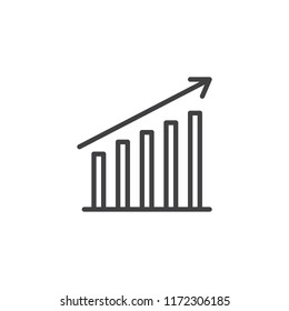 Business graph outline icon. linear style sign for mobile concept and web design. Growth Arrow chart line vector icon. Growing bar chart symbol, logo illustration. Vector graphics