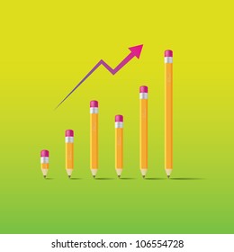 Business graph from pencils - illustration
