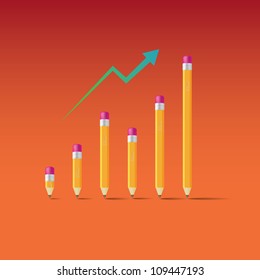Business graph from pencils - illustration