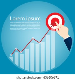 business graph pointing finger target vector