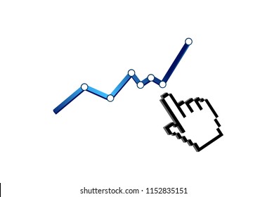 business graph with pointing hand illustration background