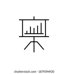 Business graph, business report icon symbol in flat black line style, isolated on white background