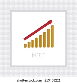 Business graph with rising arrow.