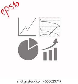 Business graph set grey icon.