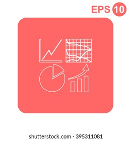 Business graph set vector icon.