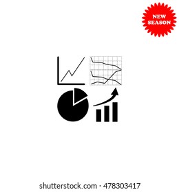 Business graph set vector icon isolated on white background.