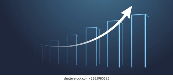 gráfico de negocios que muestra el vector del crecimiento om fondo azul oscuro