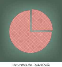 Business graph sign. Apricot Icon with Brick Red parquet floor graphic pattern on a Ebony background. Feldgrau. Green. Illustration.