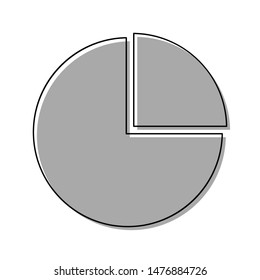 Business graph sign. Black line icon with gray shifted flat filled icon on white background. Illustration.