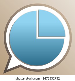 Business graph sign. Bright cerulean icon in white speech balloon at pale taupe background. Illustration.