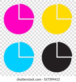 Business graph sign. CMYK icons on transparent background. Cyan, magenta, yellow, key, black.