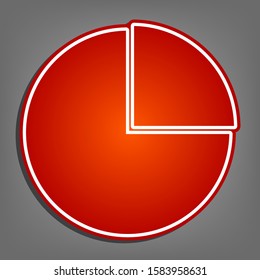 Business graph sign. Flat red icon with linear white icon with gray shadow at grayish background. Illustration.