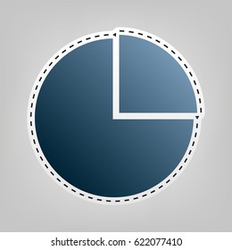 Business graph sign. Vector. Blue icon with outline for cutting out at gray background.