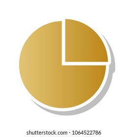 Business graph sign. Vector. Golden gradient icon with white contour and rotated gray shadow at white background.