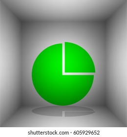 Business graph sign. Vector. Green icon with shadow in the room.