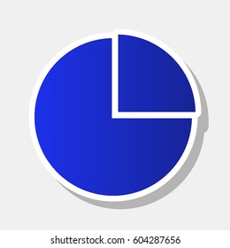 Business graph sign. Vector. New year bluish icon with outside stroke and gray shadow on light gray background.