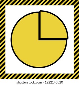 Business graph sign. Vector. Warm yellow icon with black contour in frame named as under construction at white background. Isolated.