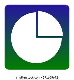 Business graph sign. Vector. White icon at green-blue gradient square with rounded corners on white background. Isolated.