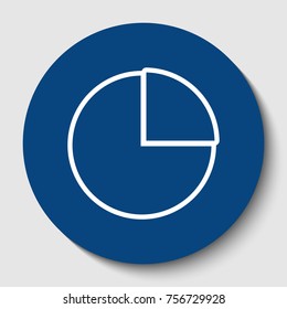 Business graph sign. Vector. White contour icon in dark cerulean circle at white background. Isolated.