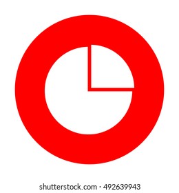 Business graph sign. White icon on red circle.