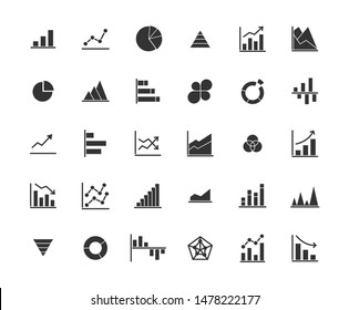 Business Graph Solid Icon Set