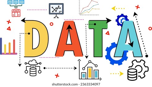 Business graph statistics, big data analysis, financial research report, and market statistics are presented in a thin-line flat format. Concept for a contemporary vector image, isolated on a white ba