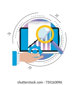 Business graph statistics gradient color vector illustration design. Business data analysis, seo analytics, financial report, market stats, infographic elements. Design for web banners and apps