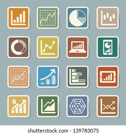 Business Graph sticker icon set.Illustration eps10