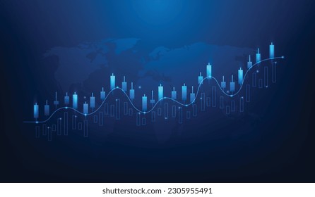 business graph stock market investment global. trading  profit statistic. candlestick economic chart growth technology. vector illustration fantastic hi tech design. 