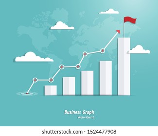 Business graph success. Achievement concept. Arrow, Vector illustration flat