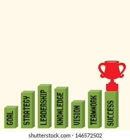 Business graph with business text and trophy stock vector
