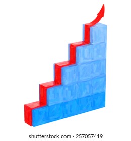 Business graph. Trace 3d illustration. Painted effect.
