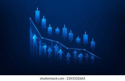 business graph trading investment on blue background. finance forex graph growth technology. Economy trends concept. vector illustration digital design. isolated on blue dark background.