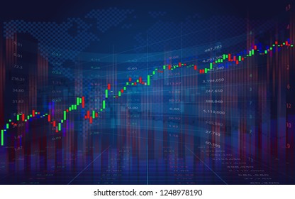 Business graph with trending of candle stick. Stock market data display concept. Stock Market Prices. Candle stick stock market tracking graph. Economical stock market graph.