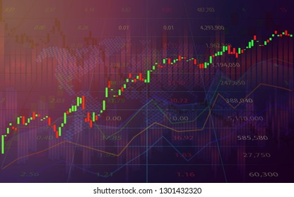 Business graph with trending of price. Stock market data display concept. Stock Market Prices. Candle stick stock market tracking graph. Economical stock market graph.