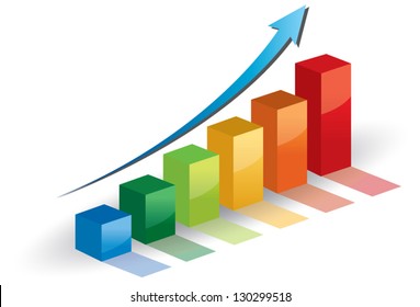 Business graph .vector growth progress blue arrow.